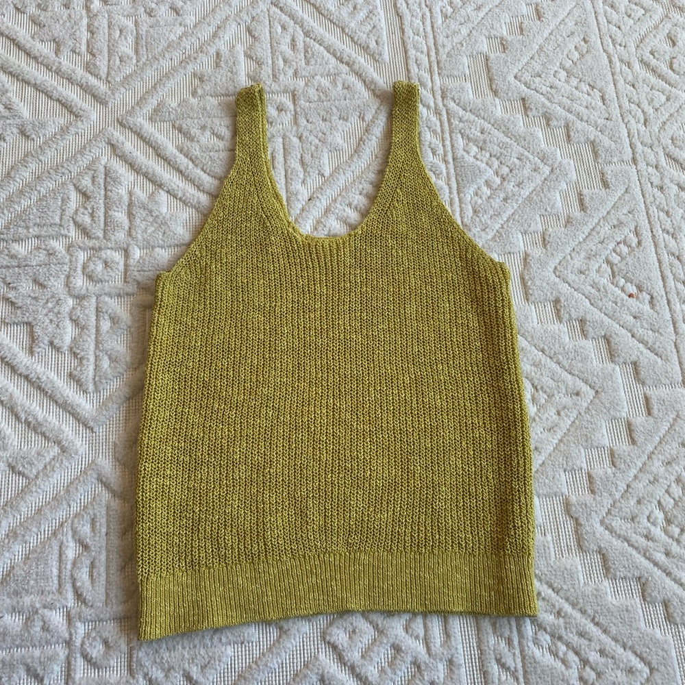 MANGO Yellow Knit Sleeveless Sweater Tank Top Size M